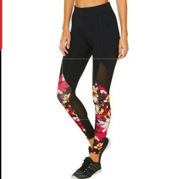 Shape Pants - SHAPE ll Activewear workout yoga Luau black floral sheer legging size XL